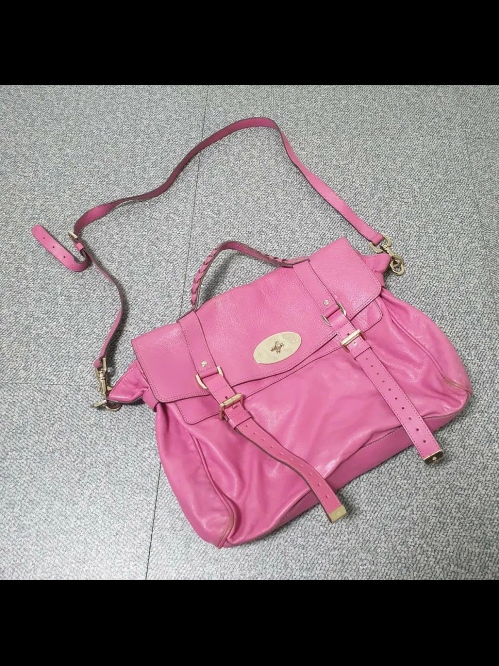 Mulberry Pink Leather Lock-Front Satchel